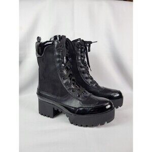 Bamboo POWERFUL-06S Chunky Heel Lug Sole Combat Boots Black Womens 8 Gothic Glam
